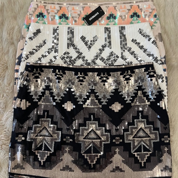 Express Tribal Sequin Skirts - Bundle Size Medium - Picture 1 of 6